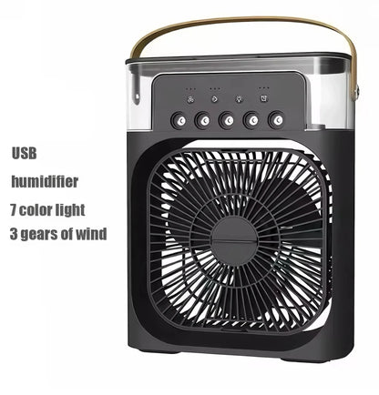 Portable Household 3-in-1 Mini Air Cooler Fan with LED Night Light And 5-Hole Humidifier Function Timer 1-3 Hours Cooling Fan