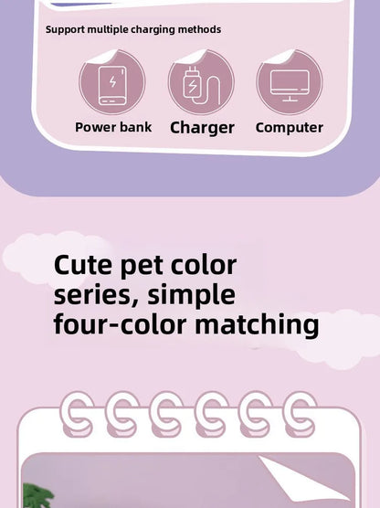 Cute Cartoon Rabbit Ear Desktop Fan USB Rechargeable Handheld Fan Summer Cooling Gift for Kids Children Home Office Rechargeable