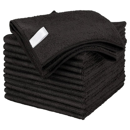 Microfiber Cleaning Cloth Pack of 12, All-Purpose Cleaning Towels, Streak Free Rags, Black 32x32 Cm