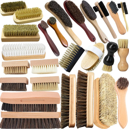 1 Piece Solid Wood Wool Shoe Brush, Polishing, Cleaning, Care Brush, Suitable For Leather Or Fabric Shoes, Cleaning Brush
