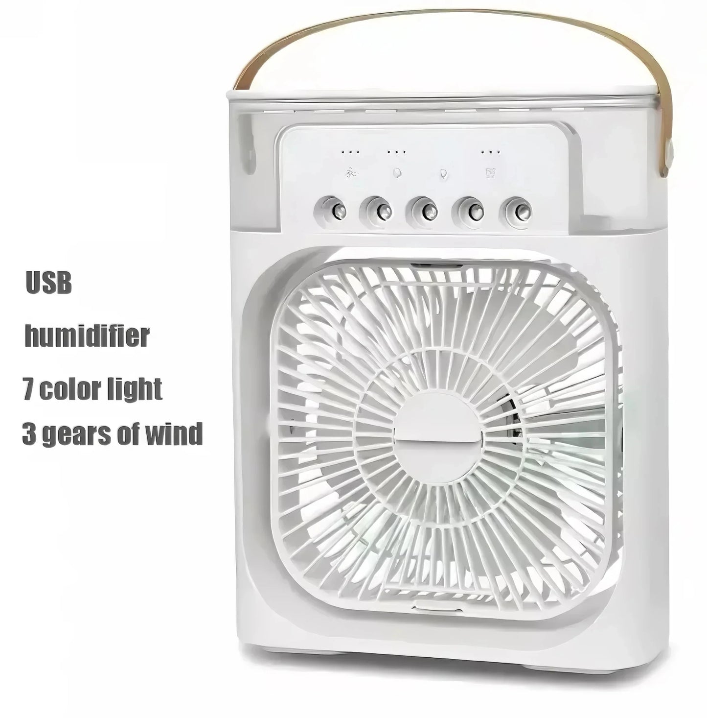 Portable Household 3-in-1 Mini Air Cooler Fan with LED Night Light And 5-Hole Humidifier Function Timer 1-3 Hours Cooling Fan