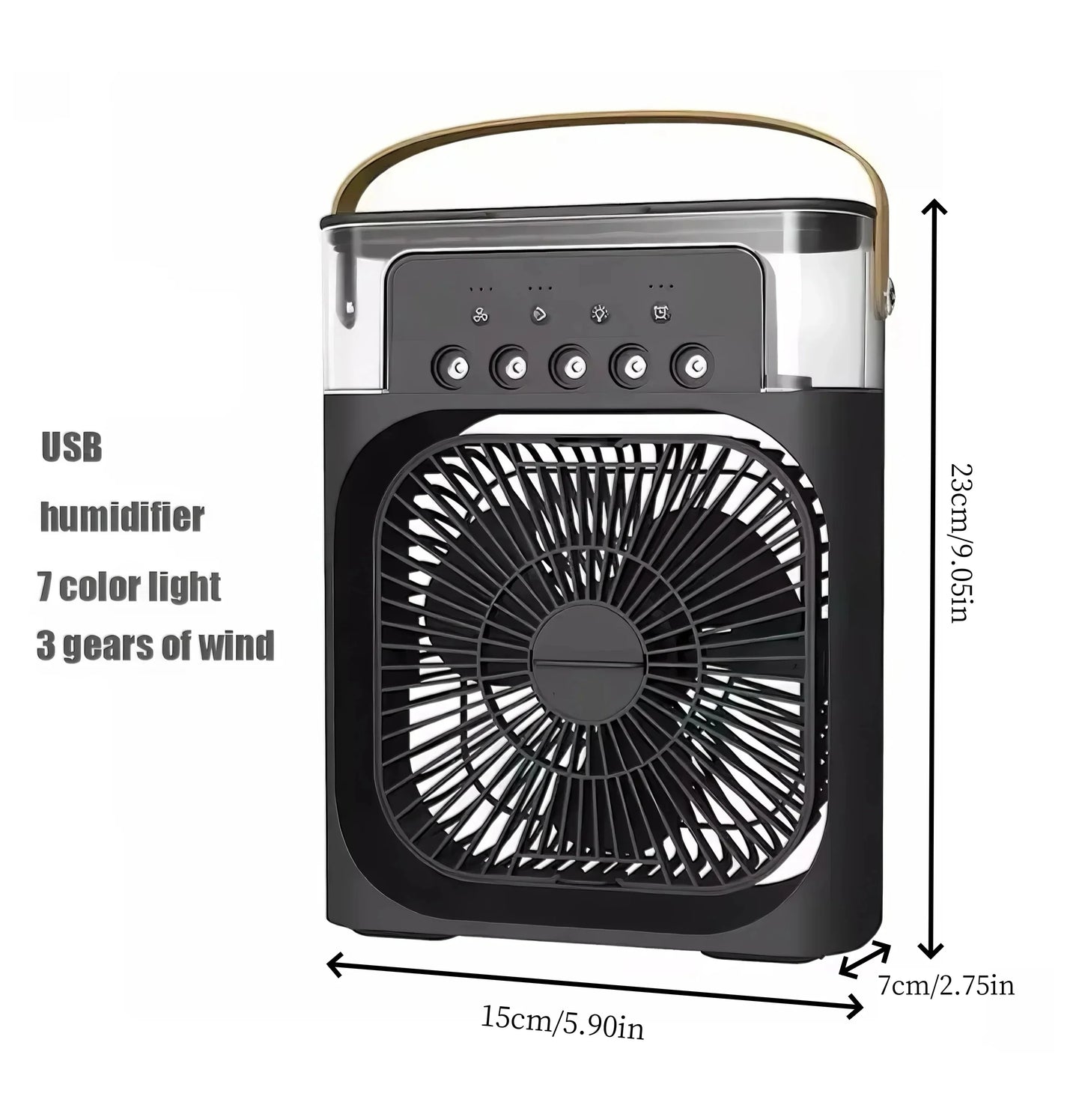 Portable Household 3-in-1 Mini Air Cooler Fan with LED Night Light And 5-Hole Humidifier Function Timer 1-3 Hours Cooling Fan