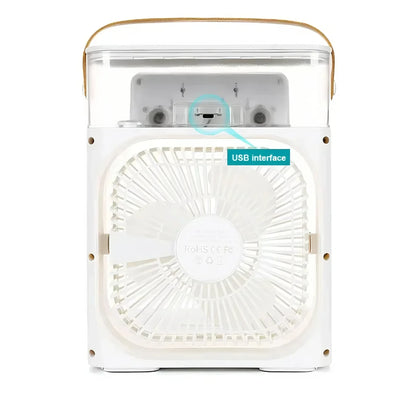 Portable Household 3-in-1 Mini Air Cooler Fan with LED Night Light And 5-Hole Humidifier Function Timer 1-3 Hours Cooling Fan