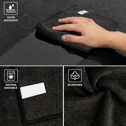 Microfiber Cleaning Cloth Pack of 12, All-Purpose Cleaning Towels, Streak Free Rags, Black 32x32 Cm