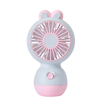 Cute Cartoon Rabbit Ear Desktop Fan USB Rechargeable Handheld Fan Summer Cooling Gift for Kids Children Home Office Rechargeable